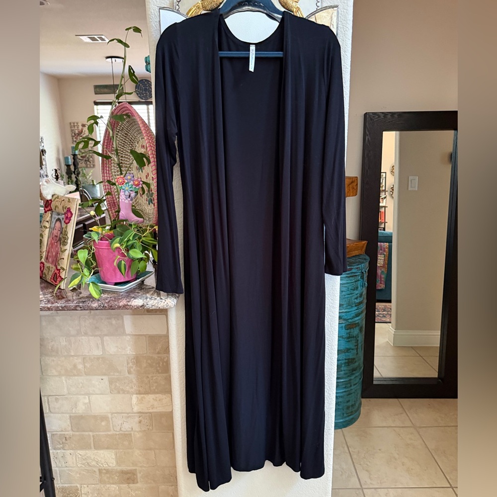 Poshmark Listing — Pinklicious Black Long Open Cardigan (Size L)